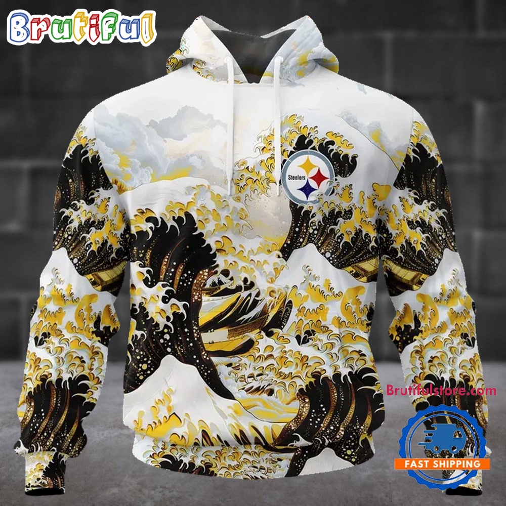 NFL Pittsburgh Steelers Football Great Wave All Over Print Hoodie