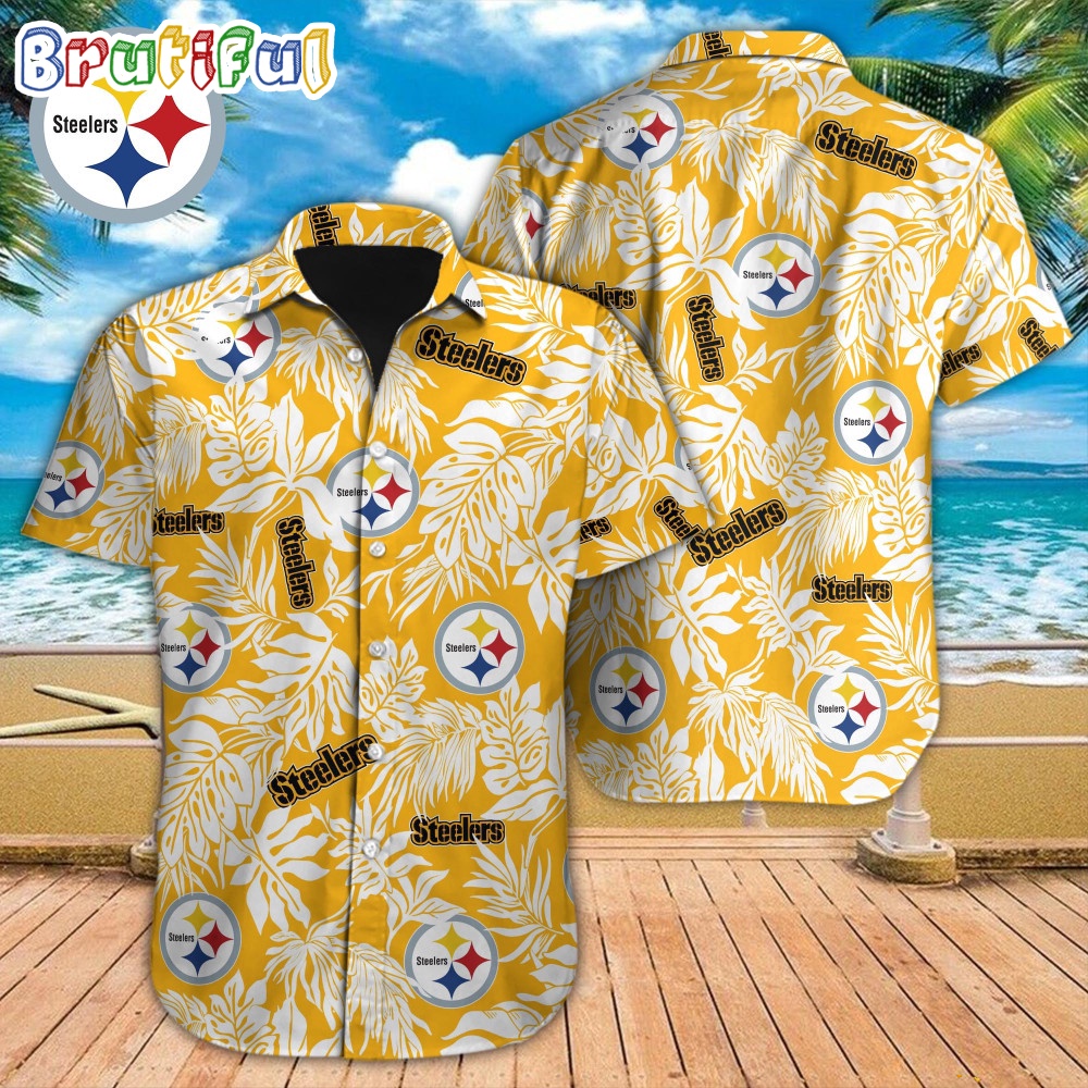 NFL Pittsburgh Steelers Hawaiian Shirt Tropical Leafs Design Aloha Shirts