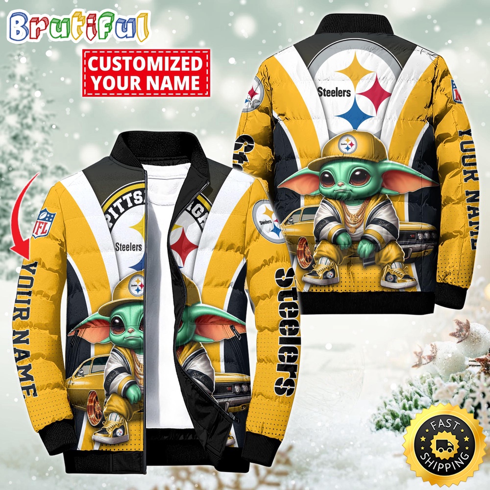 NFL Pittsburgh Steelers Puffer Jacket Baby Yoda Custom Jacket