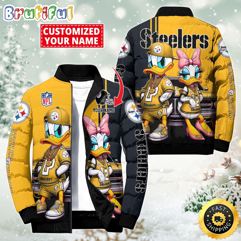 NFL Pittsburgh Steelers Puffer Jacket Donald Duck Custom Jacket