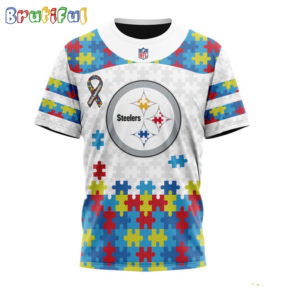 NFL Pittsburgh Steelers T-Shirt Special Autism Awareness Design 3D T-Shirt