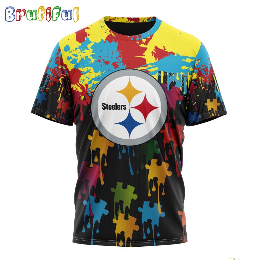 NFL Pittsburgh Steelers T-Shirt Special Autism Awareness Design Football T-Shirt