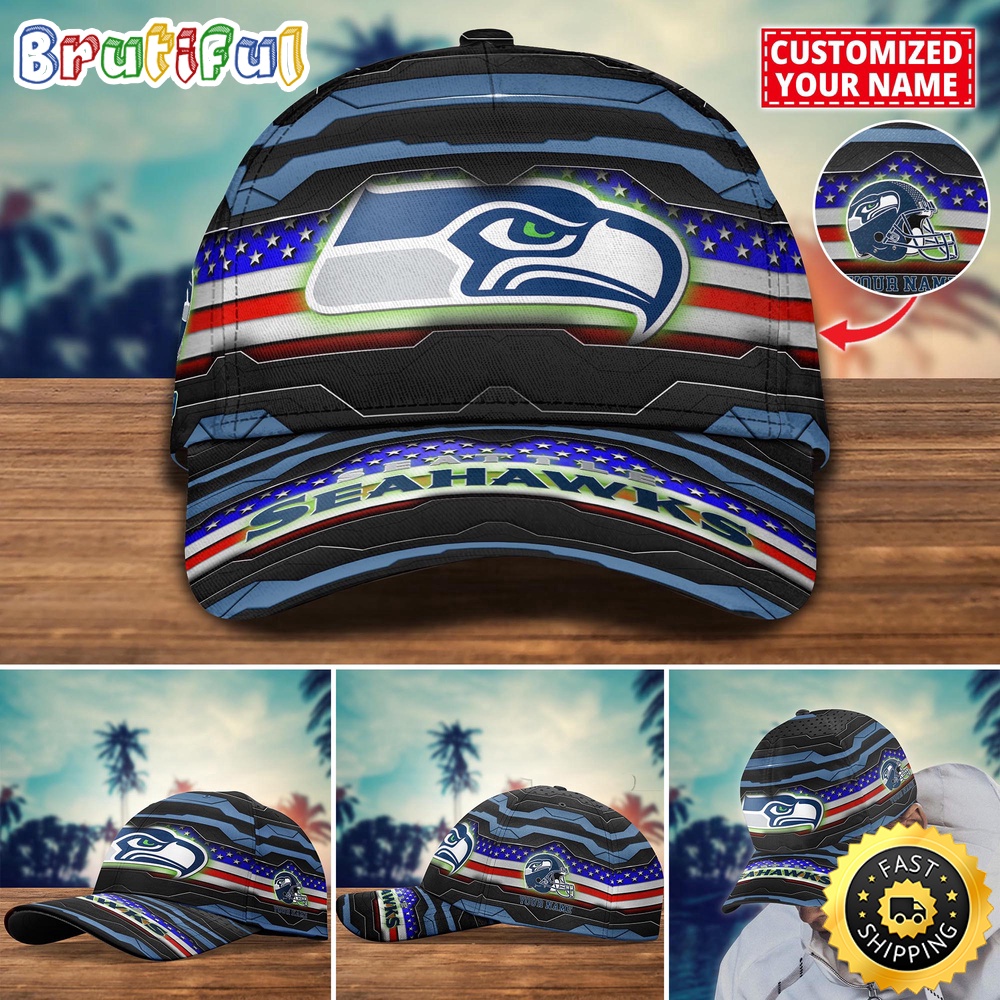 NFL Seattle Seahawks Baseball Cap Flag Custom Name Cap