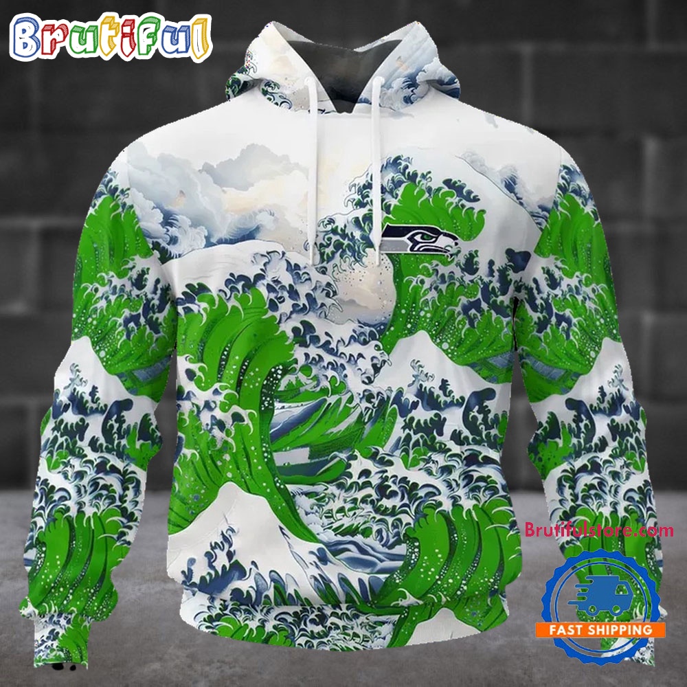 NFL Seattle Seahawks Football Great Wave All Over Print Hoodie
