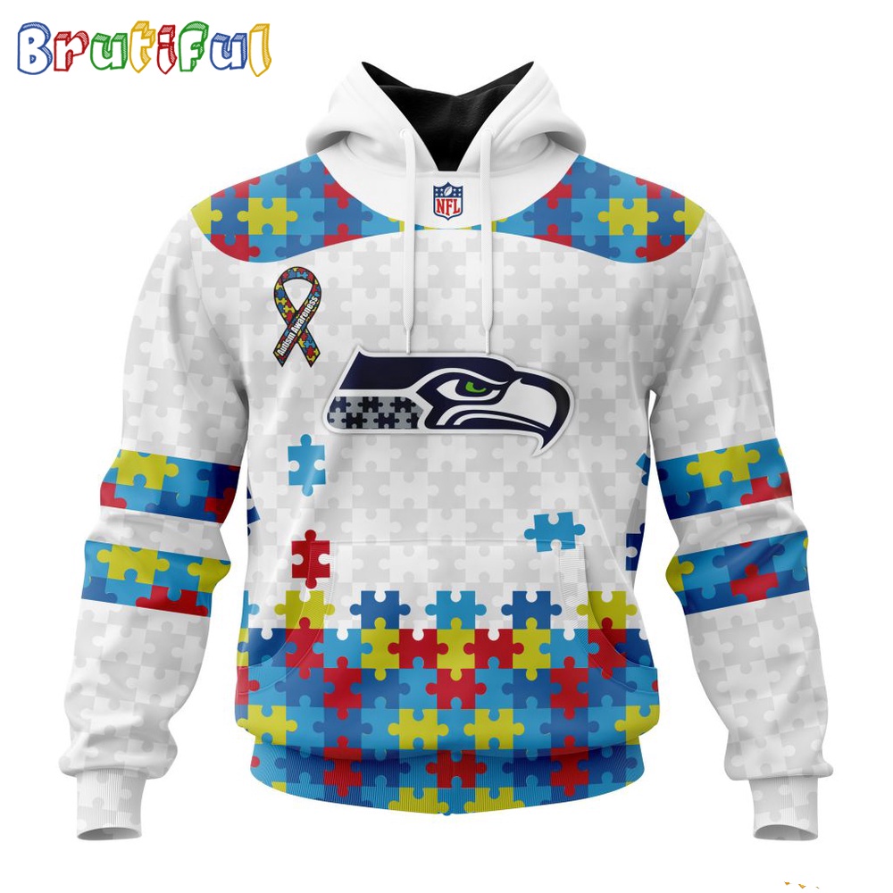 NFL Seattle Seahawks Hoodie Special Autism Awareness Design 3D Hoodie