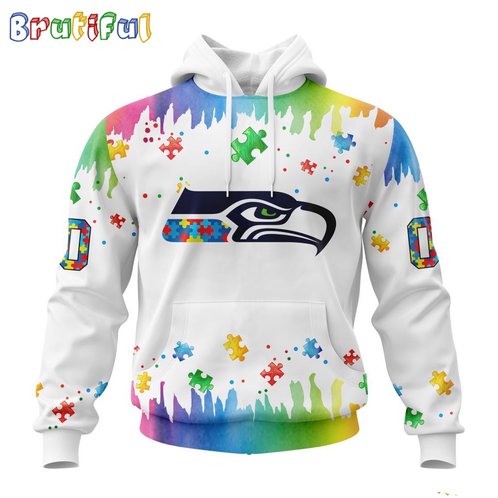 NFL Seattle Seahawks Hoodie Special Autism Awareness Design All Over Print Hoodie