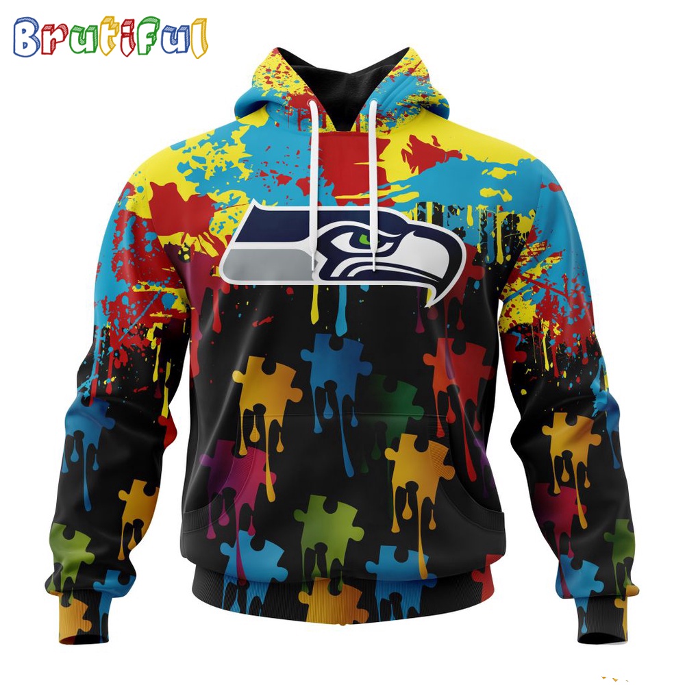 NFL Seattle Seahawks Hoodie Special Autism Awareness Design Football Hoodie