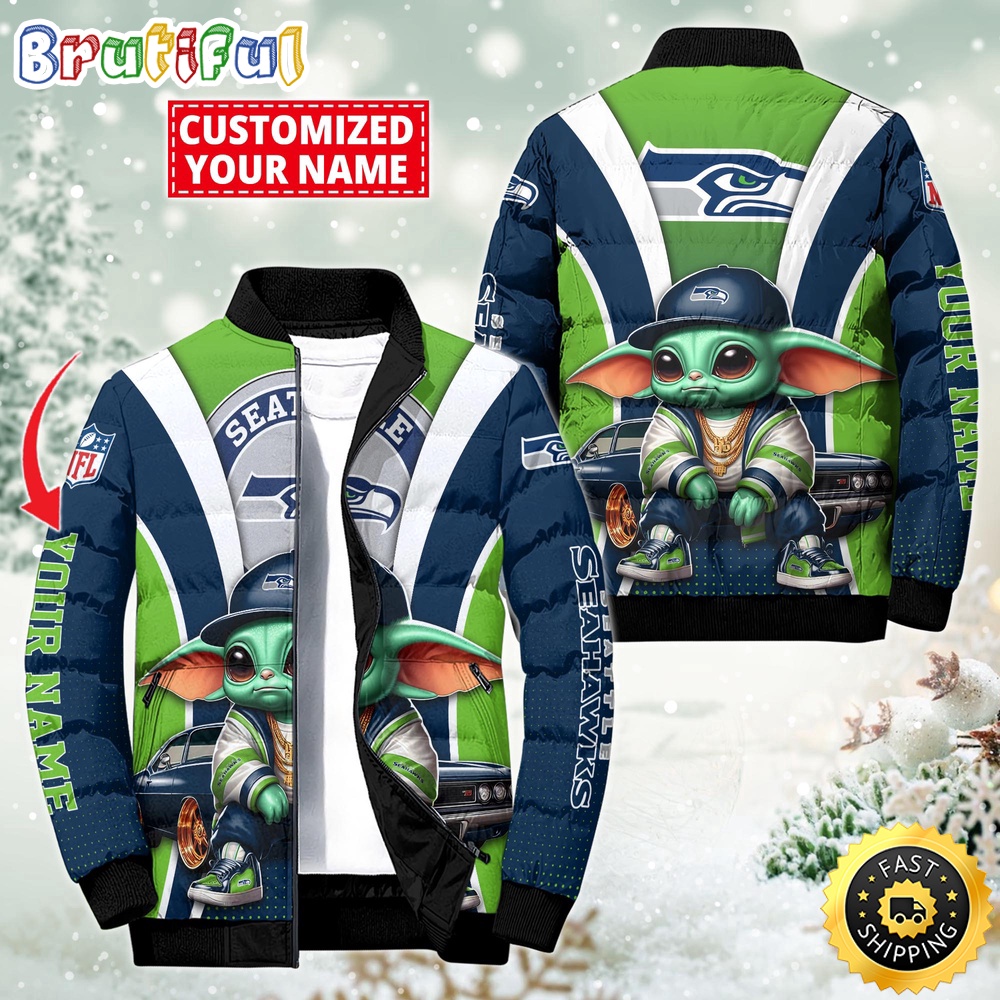NFL Seattle Seahawks Puffer Jacket Baby Yoda Custom Jacket