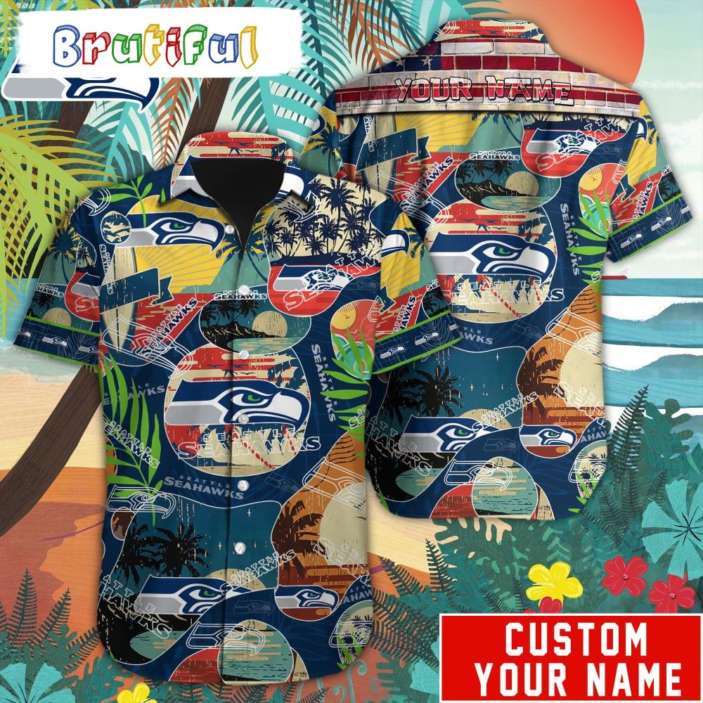 NFL Seattle Seahawks Retro Hawaiian Shirt Special Vintage Style Hawaiian Button Shirt
