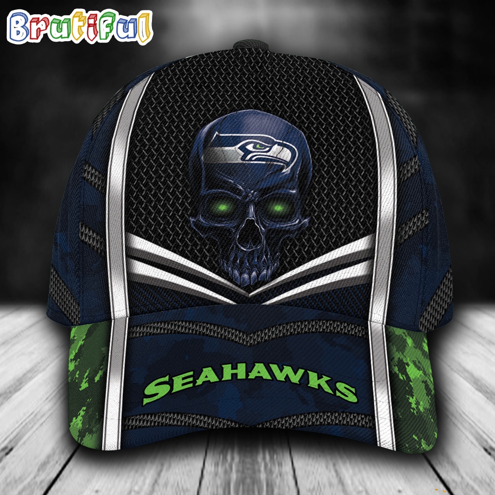 NFL Seattle Seahawks Special Halloween Skull Custom Baseball Cap