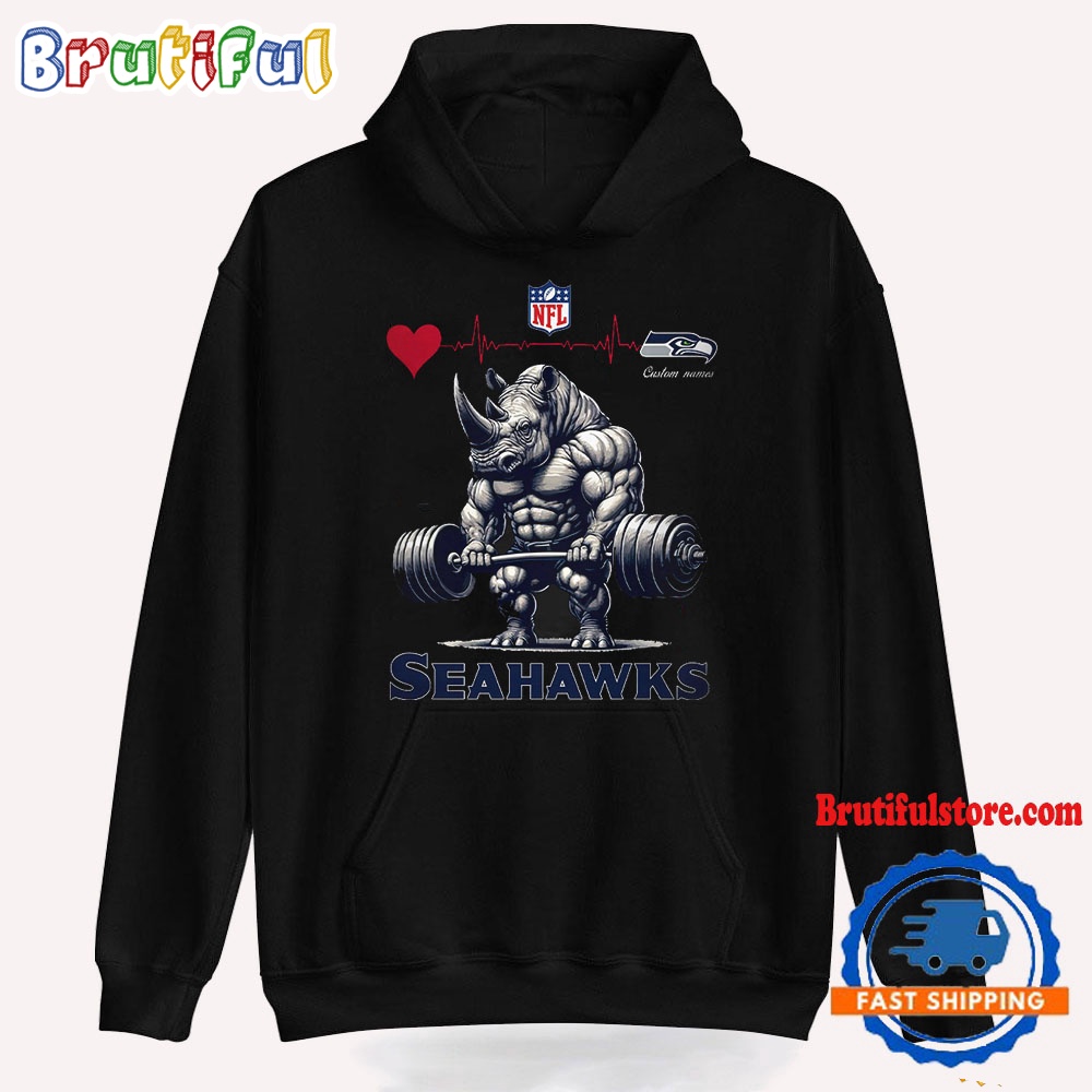 NFL Seattle Seahawks Team Funny Rhinoceros Powerlifting Hoodie Shirt
