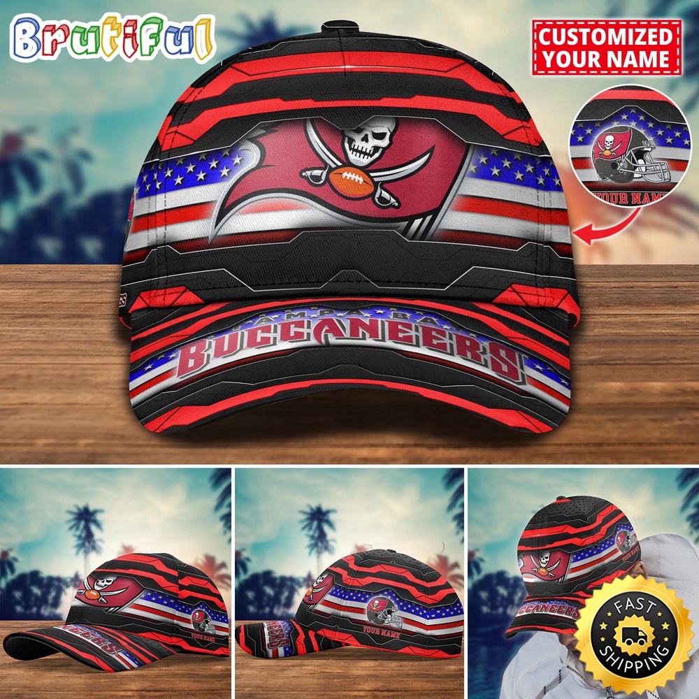 NFL Tampa Bay Buccaneers Baseball Cap Flag Custom Name Cap
