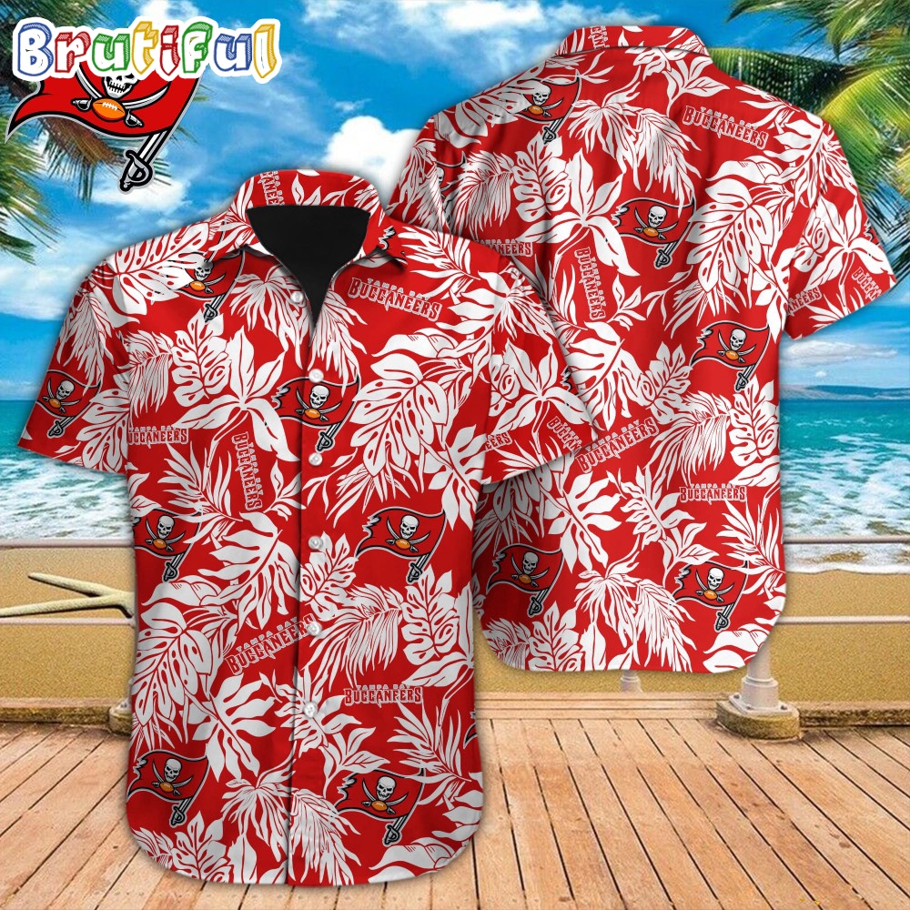 NFL Tampa Bay Buccaneers Hawaiian Shirt Tropical Leafs Design Aloha Shirts