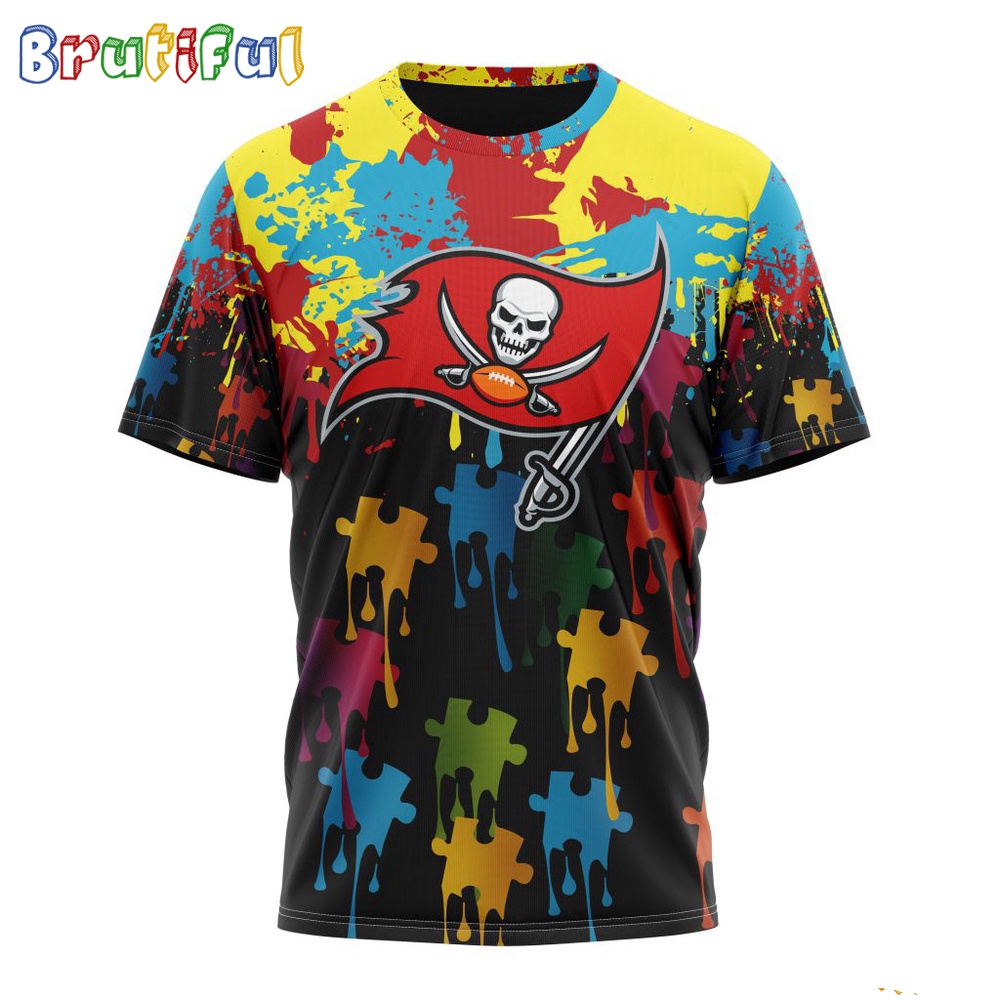 NFL Tampa Bay Buccaneers T-Shirt Special Autism Awareness Design Football T-Shirt