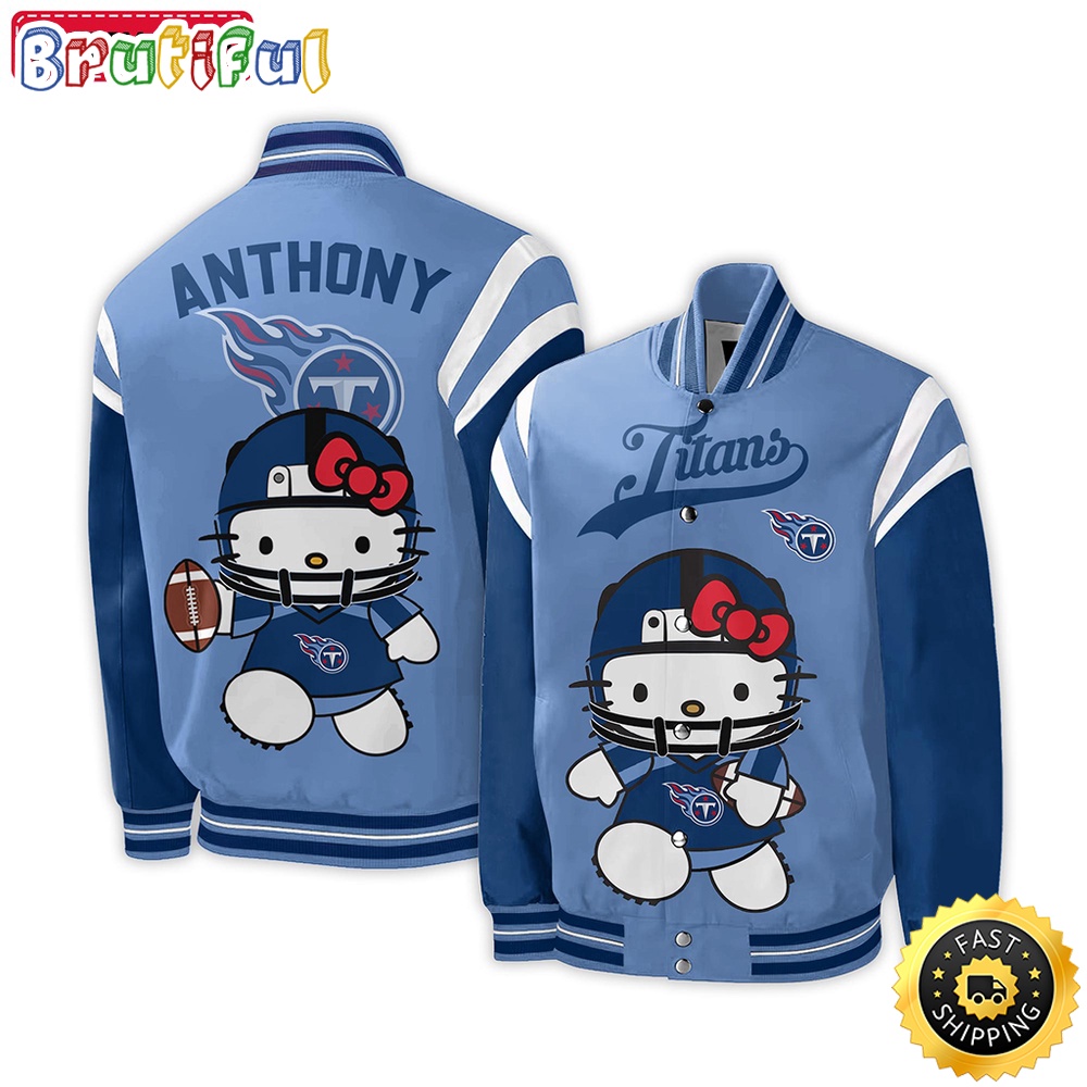 NFL Tennessee Titans Baseball Jacket Hello Kitty Personalized Baseball Jacket