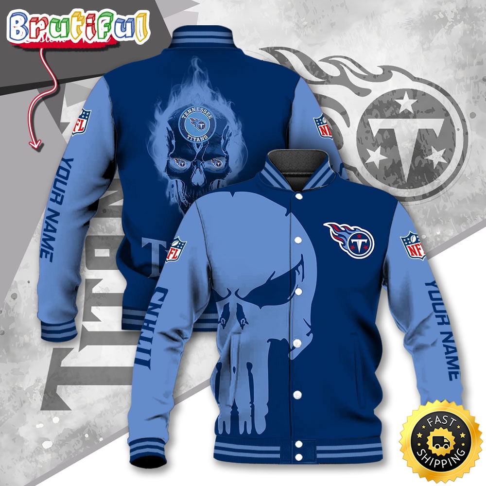 NFL Tennessee Titans Baseball Jacket Skull Print Jacket