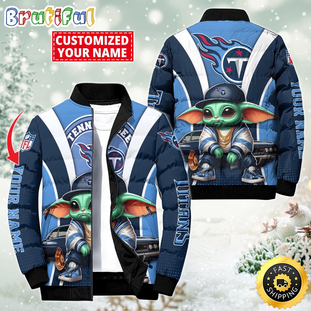 NFL Tennessee Titans Puffer Jacket Baby Yoda Custom Jacket