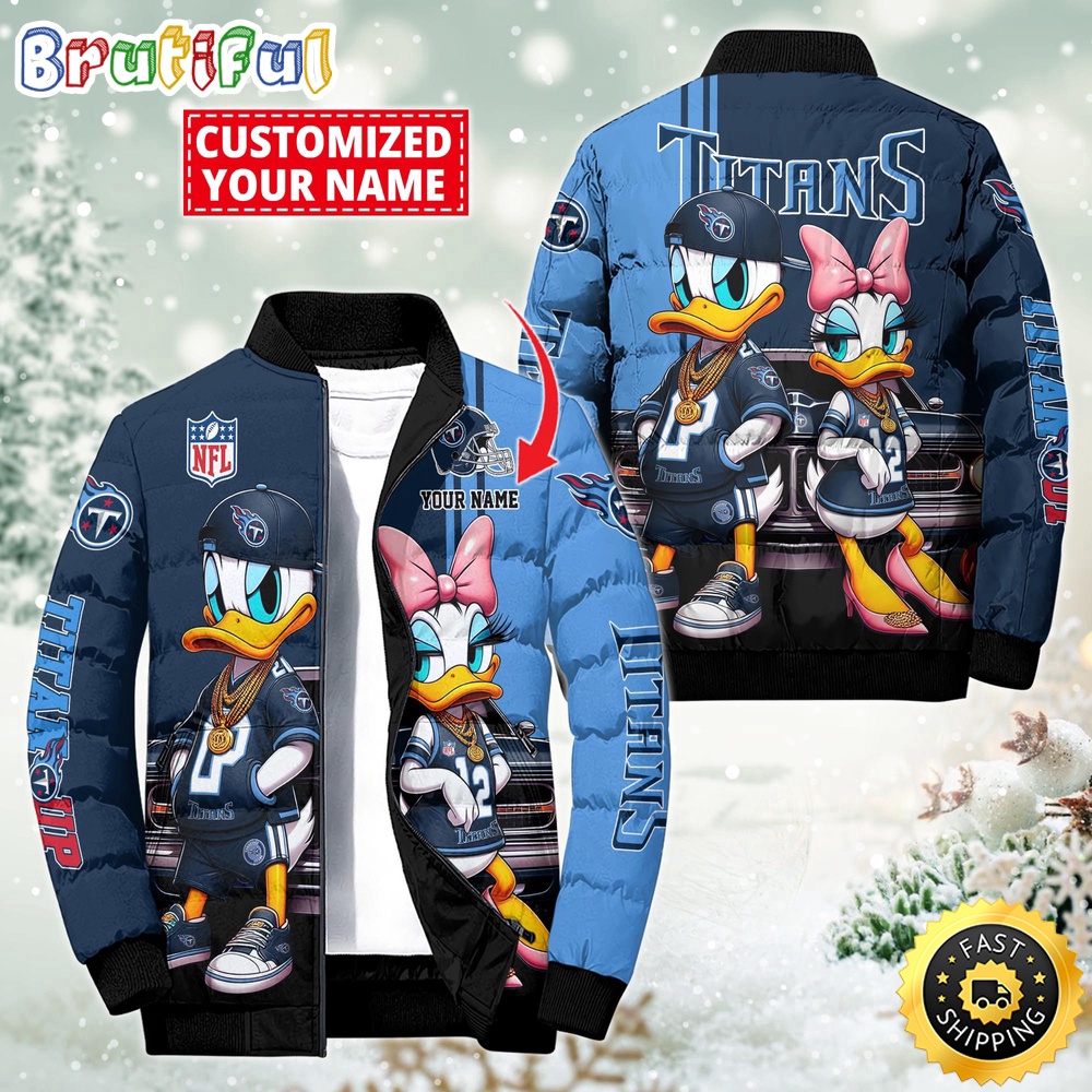 NFL Tennessee Titans Puffer Jacket Donald Duck Custom Jacket
