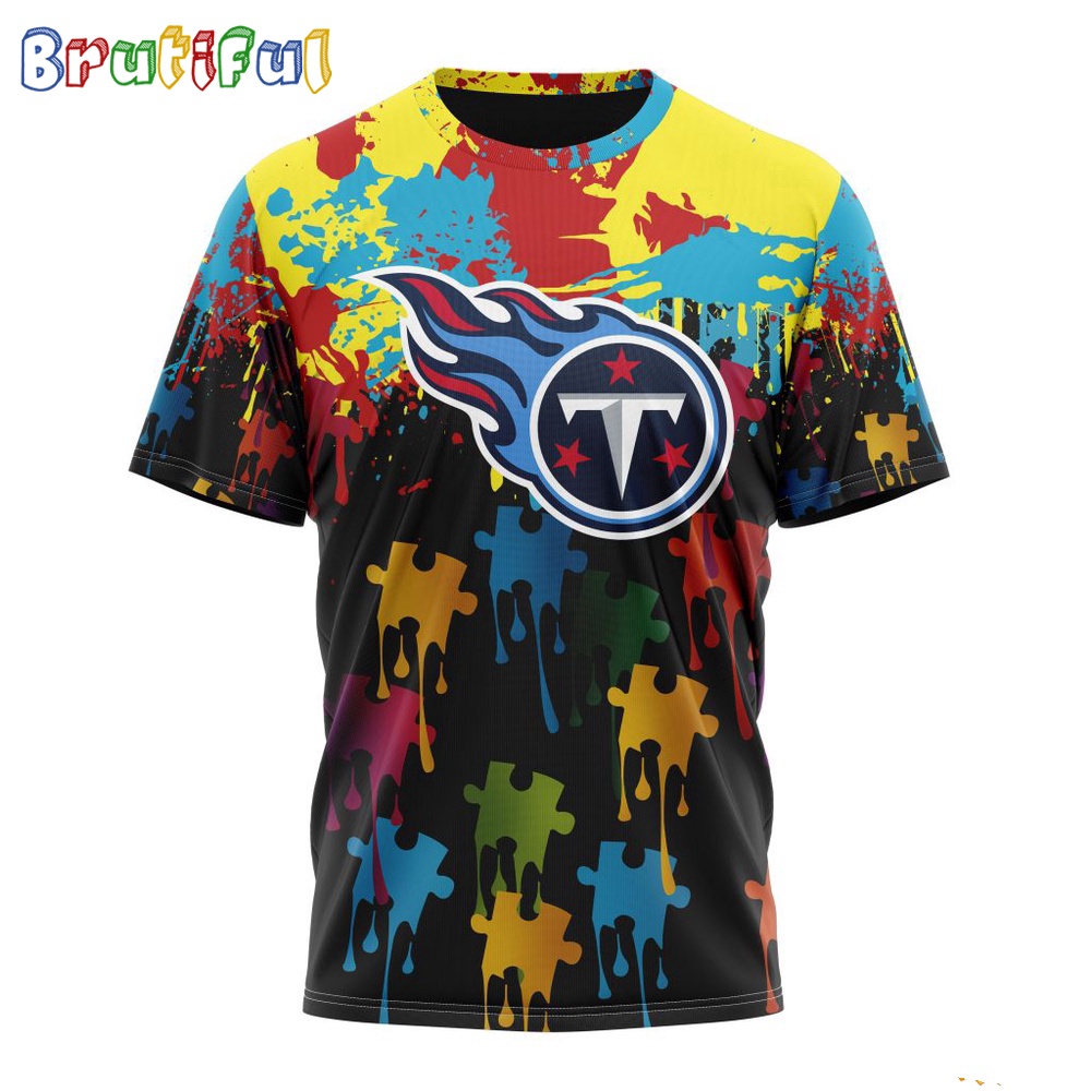 NFL Tennessee Titans T-Shirt Special Autism Awareness Design Football T-Shirt