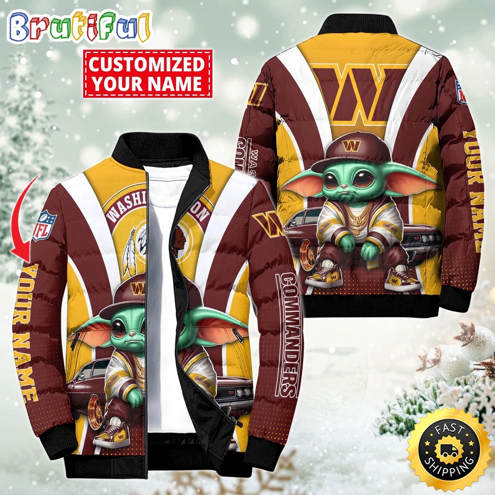 NFL Washington Commanders Puffer Jacket Baby Yoda Custom Jacket
