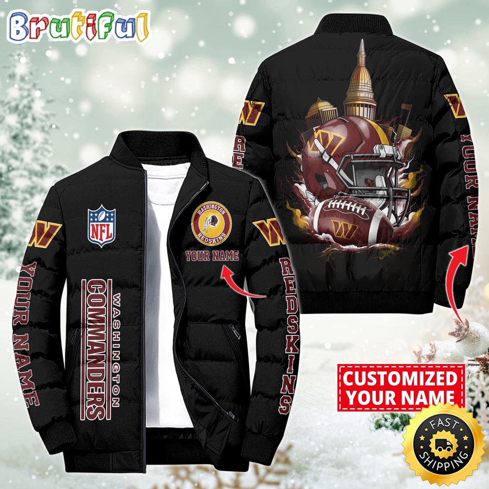 NFL Washington Commanders Puffer Jacket City Logo Print Jacket For Fans