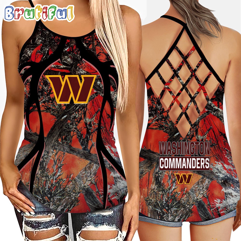 NFL Washington Commanders Women's Tank Top, Football Team Logo Criss Cross Tank Top