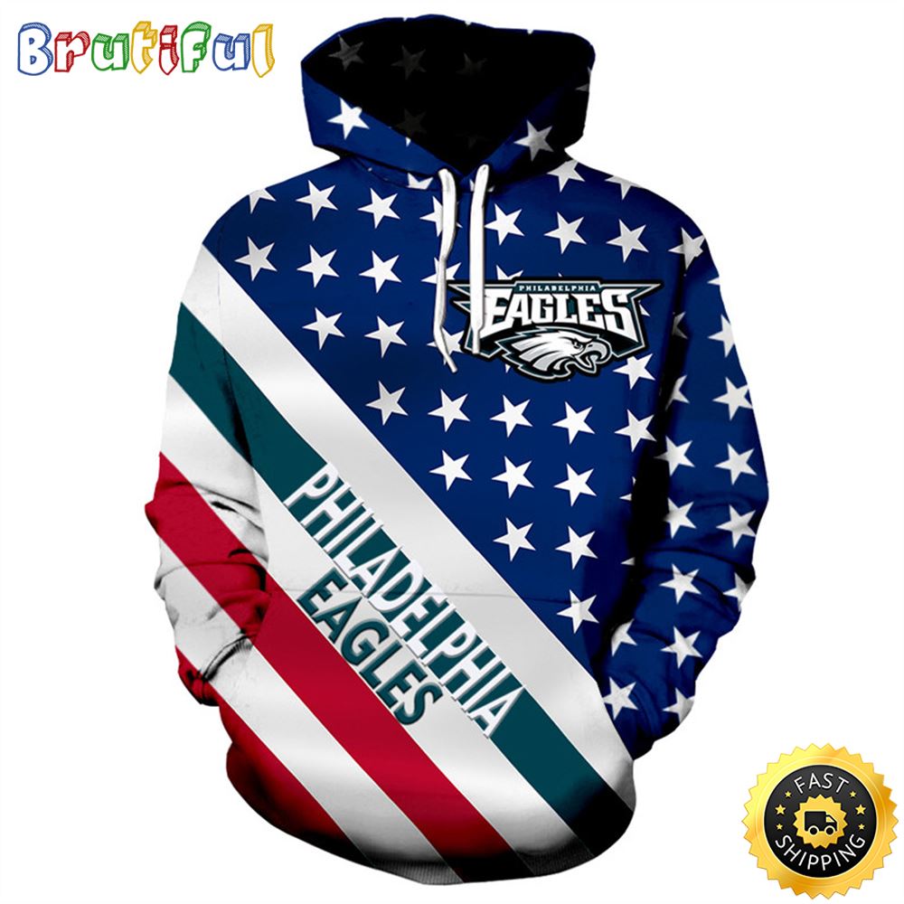 NFL.Philadelphia Eagles Patriotic Stars 3D Hoodie All Over Print Shirt