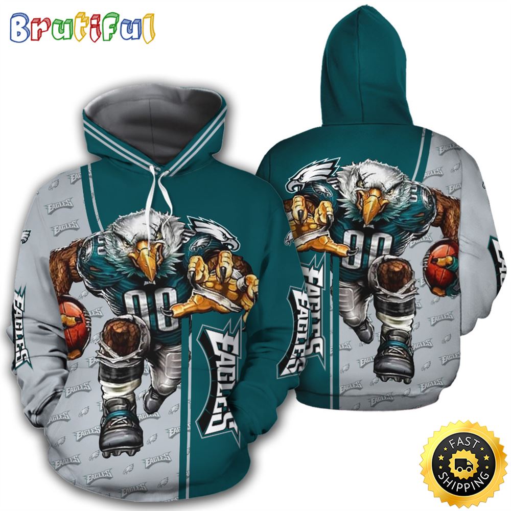 NFL.Philadelphia Eagles Running & Eagles Logos 3D Hoodie All Over Print Shirt
