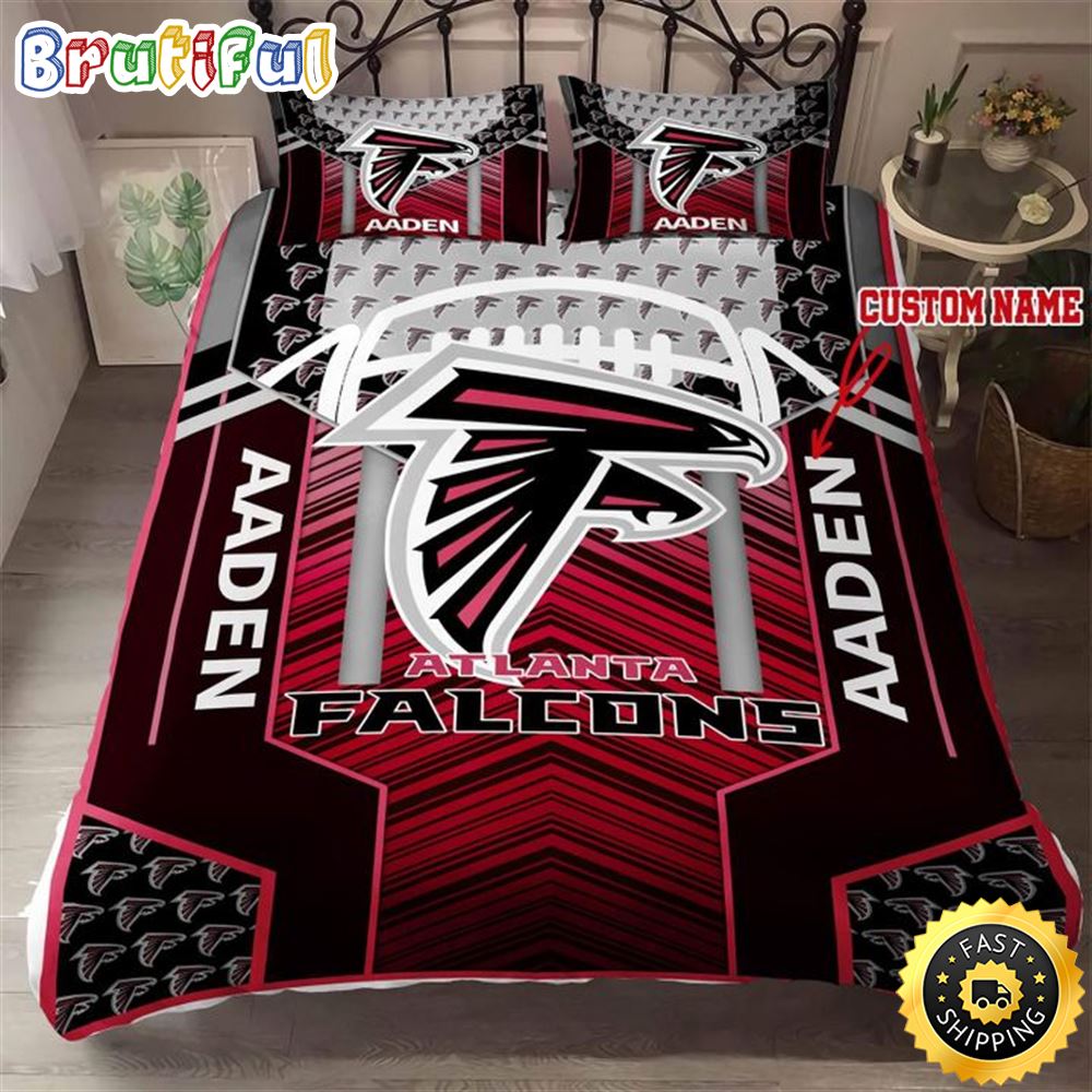 NFL Atlanta Falcons Custom Name Red Black Bedding Set