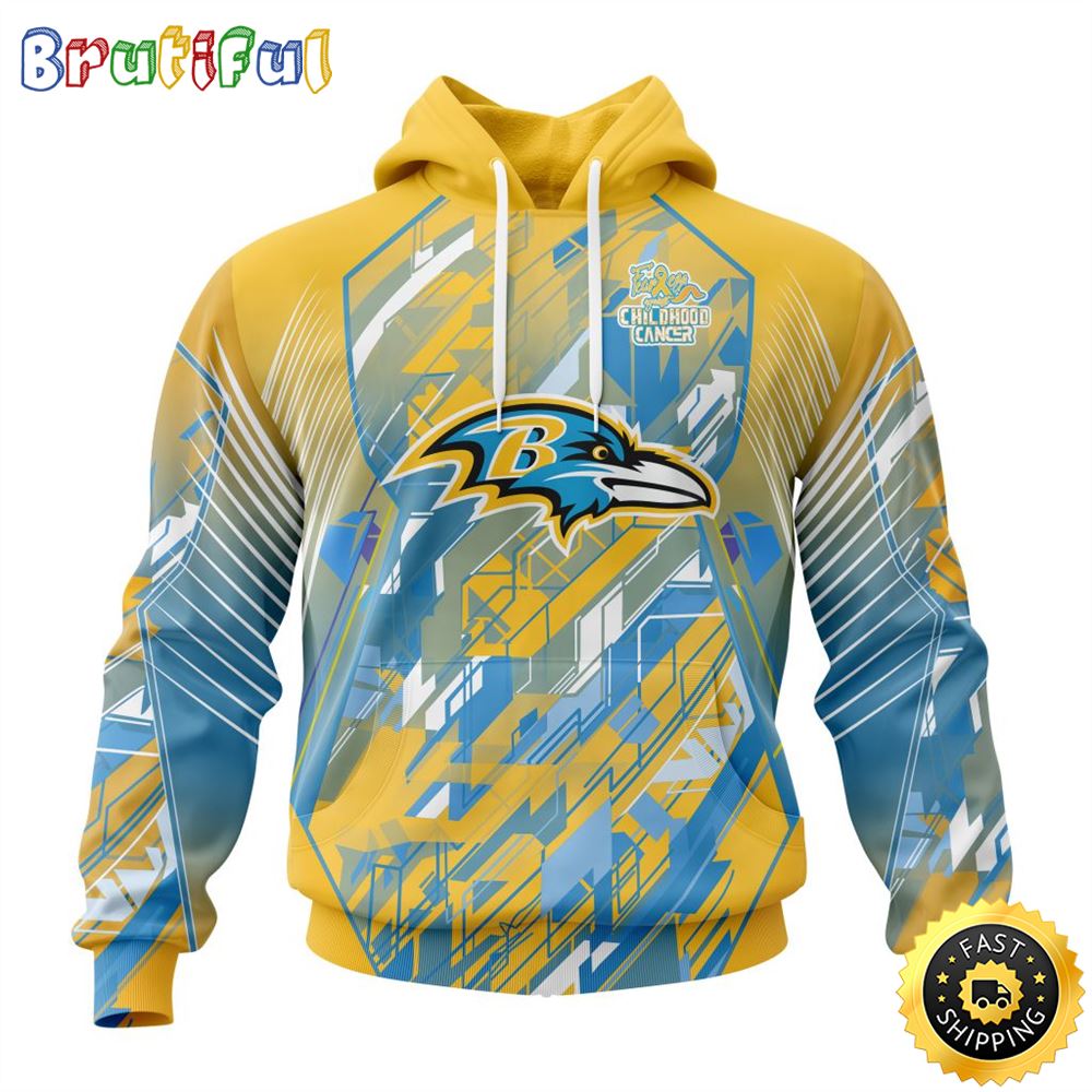 NFL Baltimore Ravens All Over Print 3D Hoodie Fearless Against Childhood Cancers Unisex Hoodie