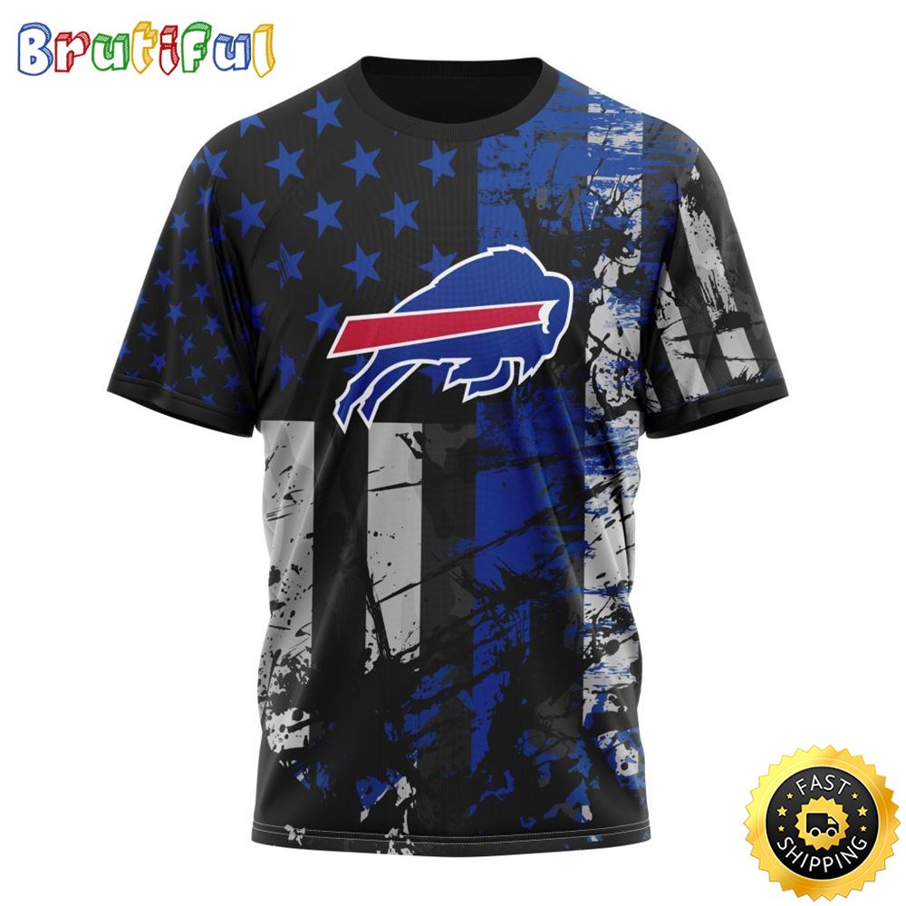 NFL Buffalo Bills 3D T Shirts Classic Grunge American Flag Stylish Warmth For Fans