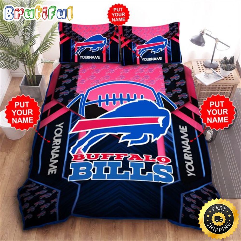 NFL Buffalo Bills Custom Name Black Red Bedding Set