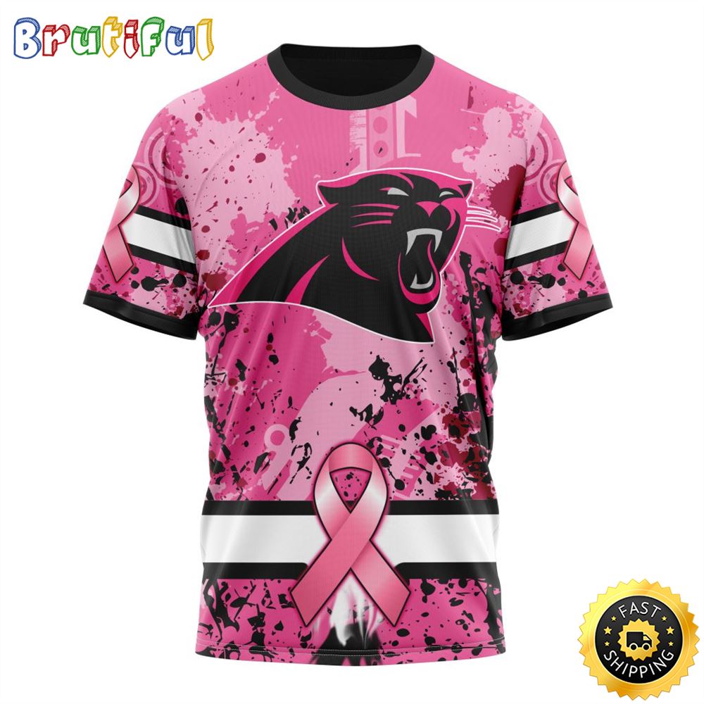 NFL Carolina Panthers All Over Print 3D T Shirts I Pink I Can In October We Wear Pink Breast Cancer Gift For Football Fans