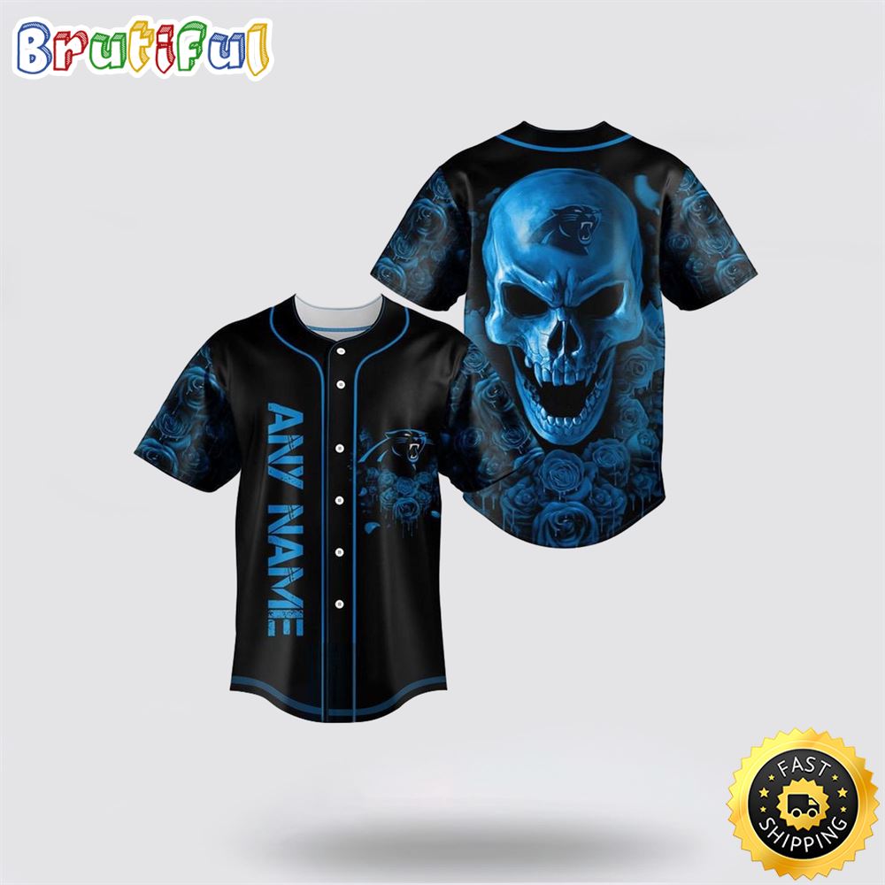 NFL Carolina Panthers Baseball Jersey 3D Personalized Skull Top Quality Fan Apparel