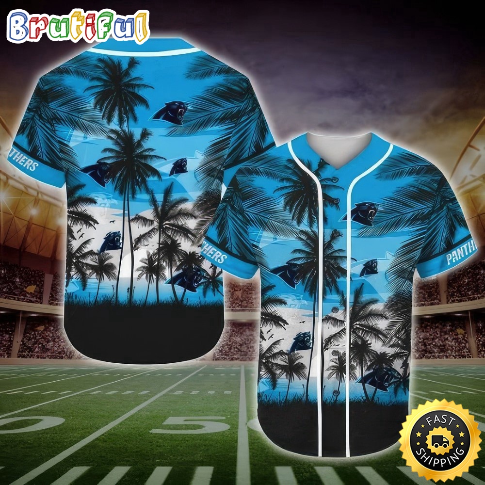 NFL Carolina Panthers Baseball Jersey Shirt Palm Tree