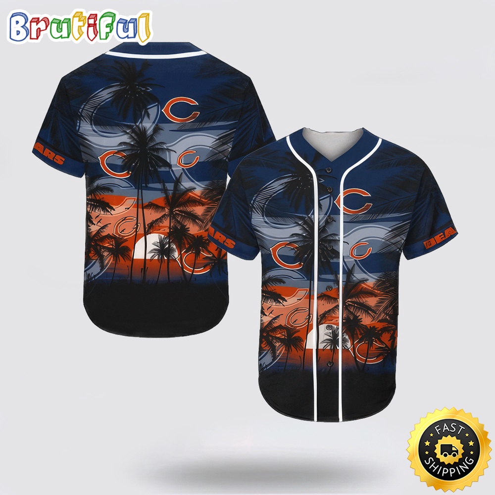 NFL Chicago Bears Baseball Jersey Shirt Palm Tree