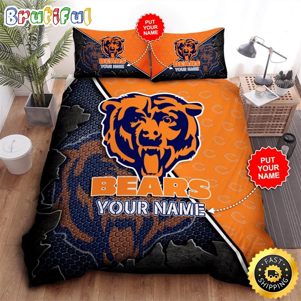 NFL Chicago Bears Custom Name Big Logo Bedding Set