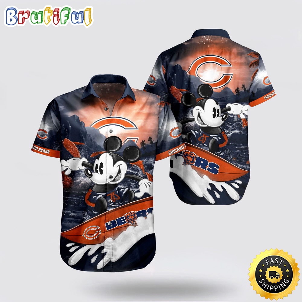 NFL Chicago Bears Hawaiian Shirt Mickey Mouse Surf