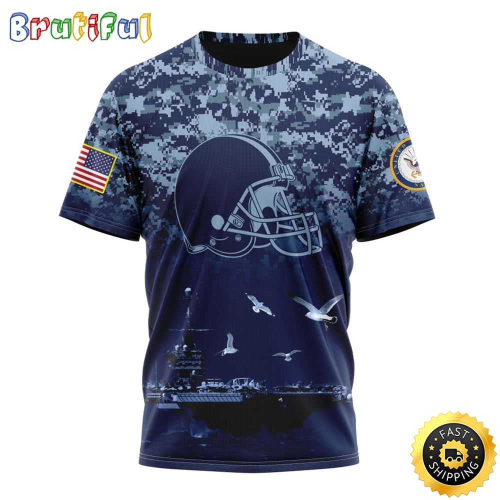 NFL Cleveland Browns 3D T Shirt Honor US Navy Veterans Stylish Gear For Fans