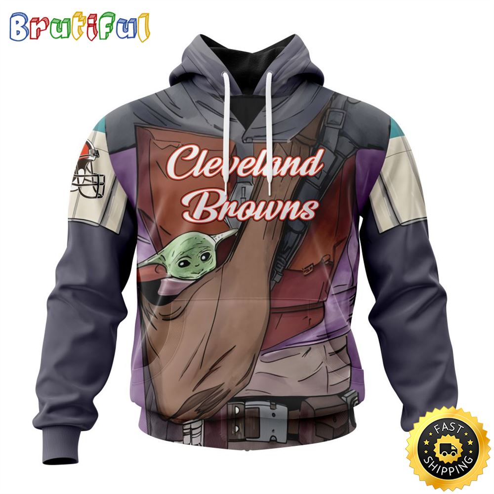 NFL Cleveland Browns All Over Print 3D Hoodie Specialized Mandalorian And Baby Yoda Unisex Hoodies