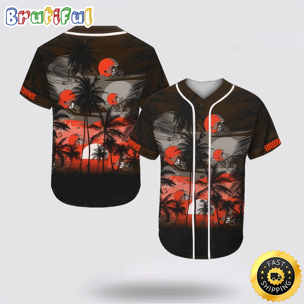 NFL Cleveland Browns Baseball Jersey Shirt Palm Tree