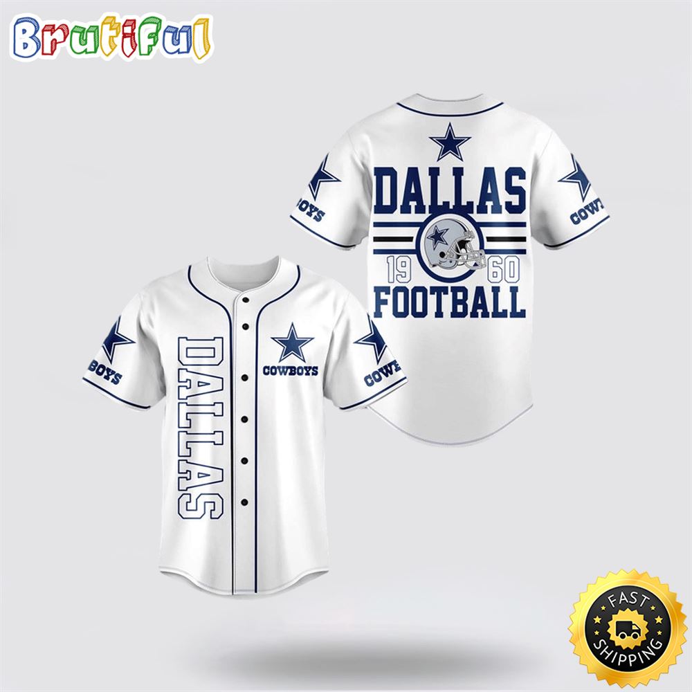 NFL Dallas Cowboys Baseball Jersey Football American Football Team Symbol White Jersey Shirt