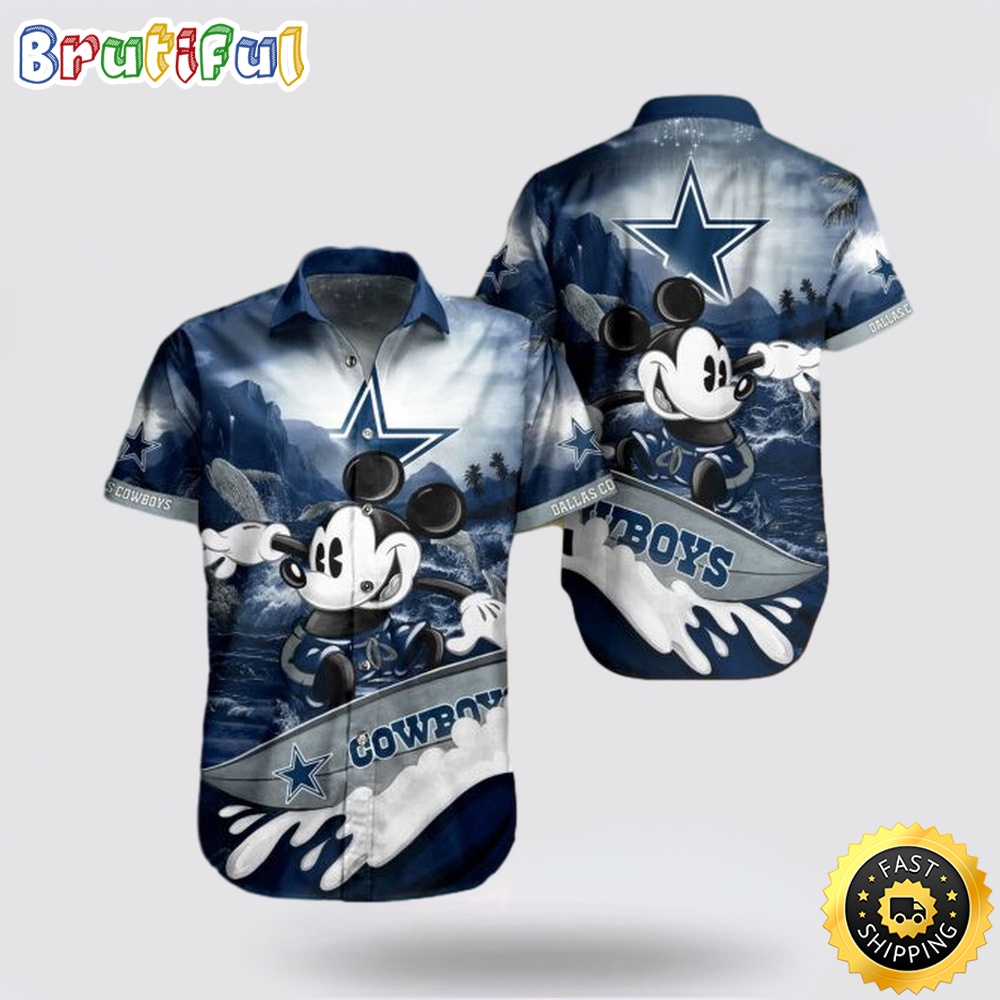 NFL Dallas Cowboys Hawaiian Shirt Mickey Mouse Surf