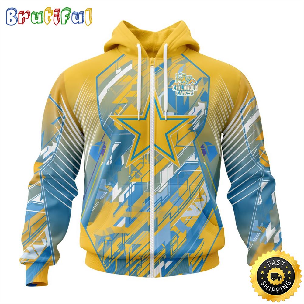 NFL Dallas Cowboysls All Over Print Zip 3D Hoodie Fearless Against Childhood Cancers Unisex Hoodie