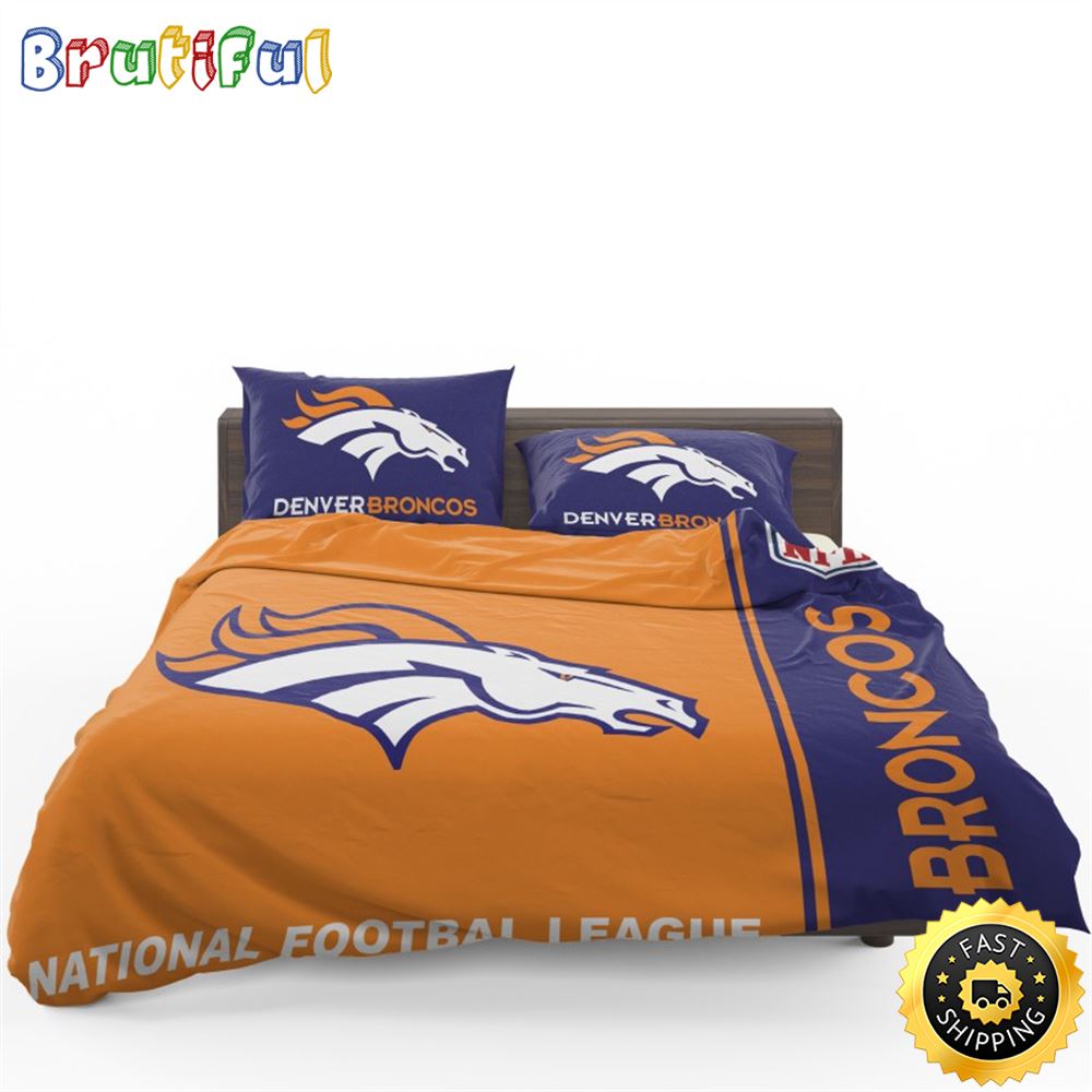 NFL Denver Broncos Orange Navy Blue Bedding Set V2