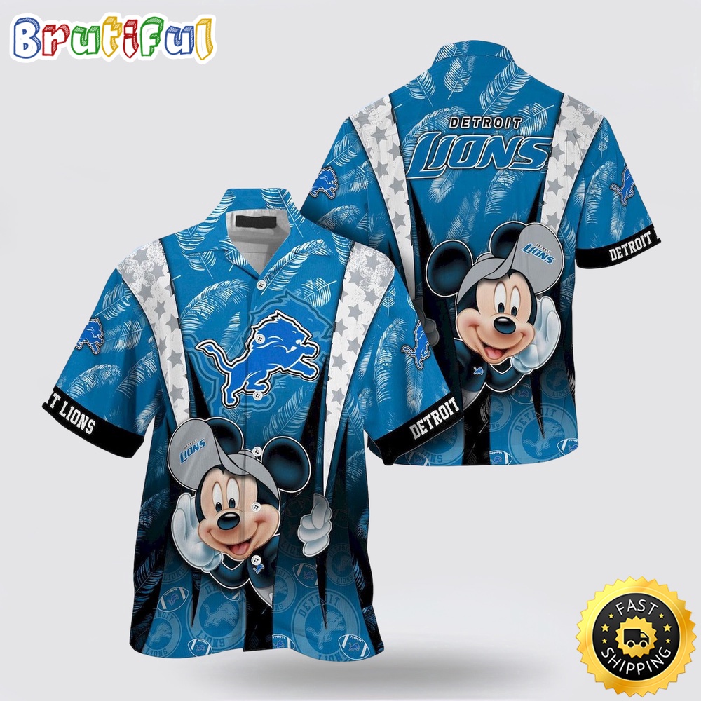 NFL Detroit Lions Hawaiian Shirt Mickey Mouse Ball