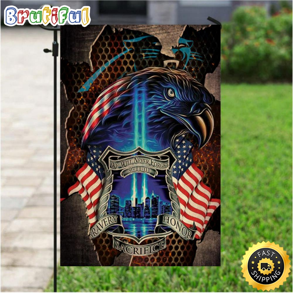 NFL Garden Flags Carolina Panthers Specialized Flag For Honor Patriot Day We Will Never Forget