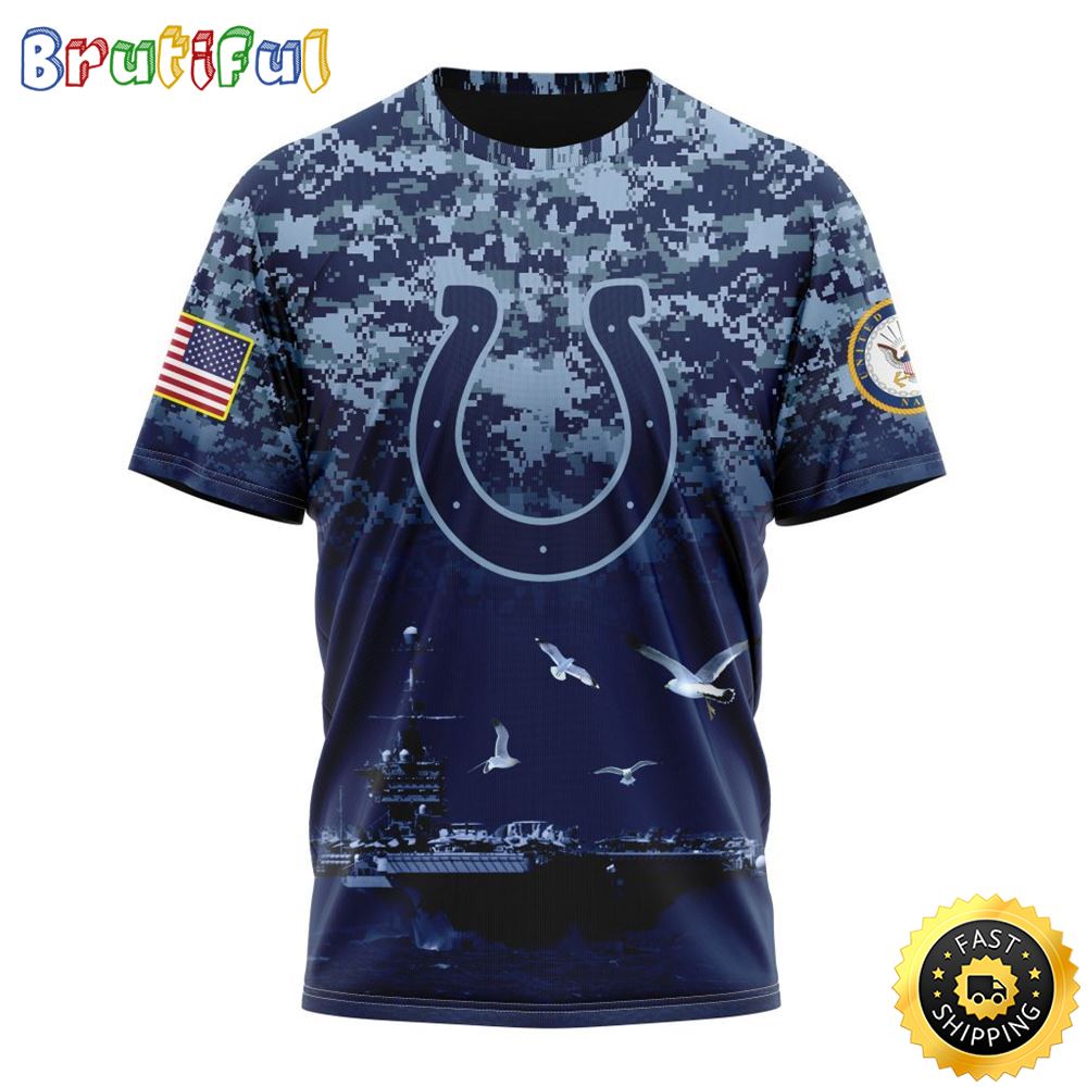 NFL Indianapolis Colts 3D T Shirt Honor US Navy Veterans Stylish Gear For Fans