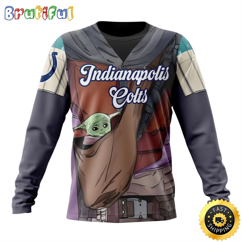 NFL Indianapolis Colts Crewneck Sweatshirt Specialized Mandalorian And Baby Yoda Gifts For Football Fans