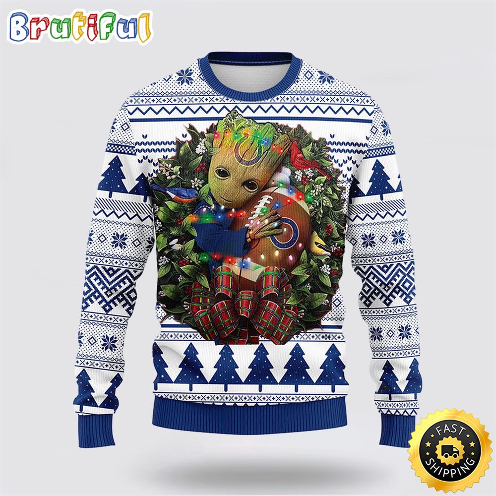 NFL Indianapolis Colts Ugly Sweater Groot Christmas Sweater